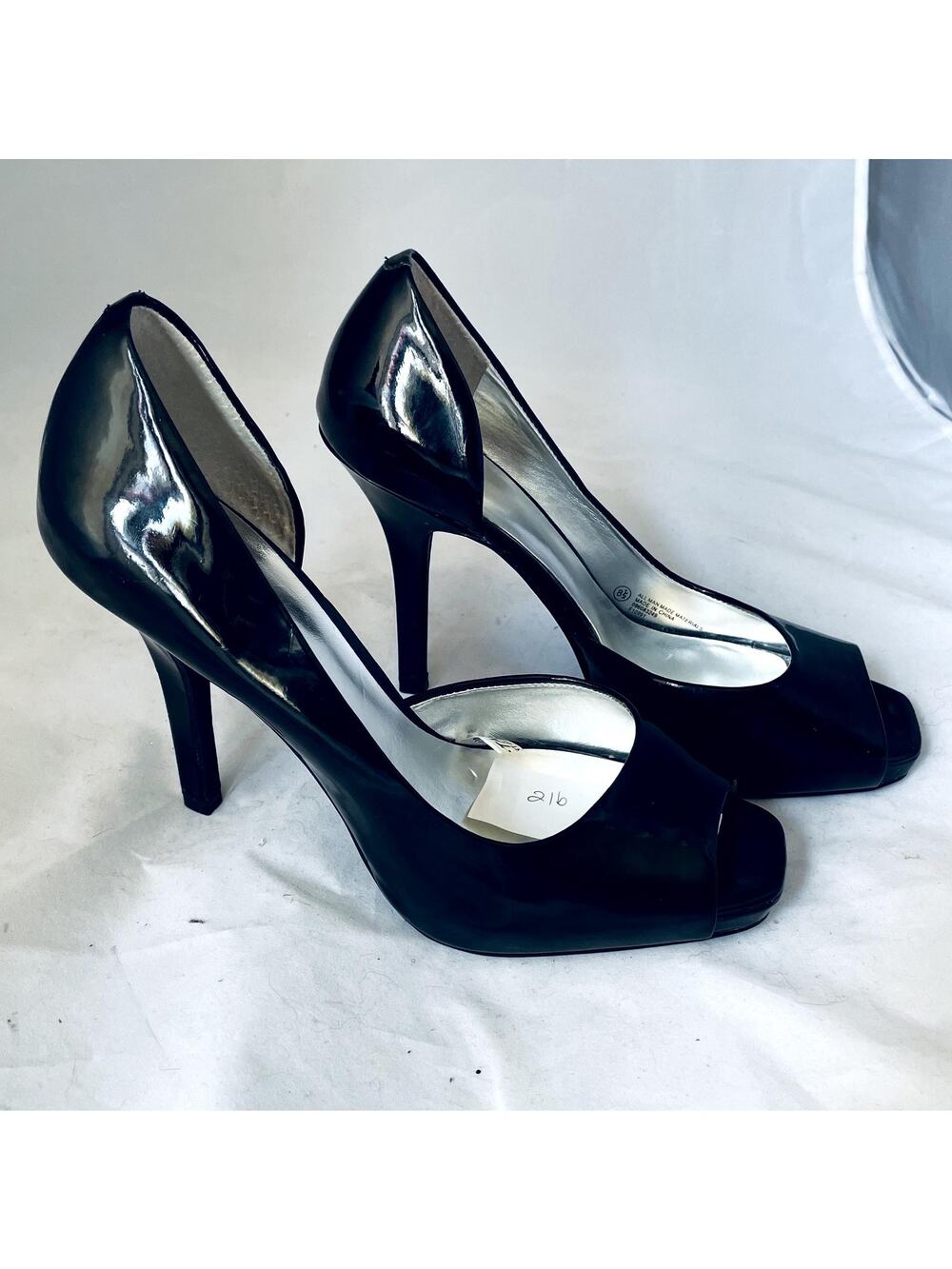 Mossimo Black Square Open Toe Stiletto Heels – Women's Size 8.5